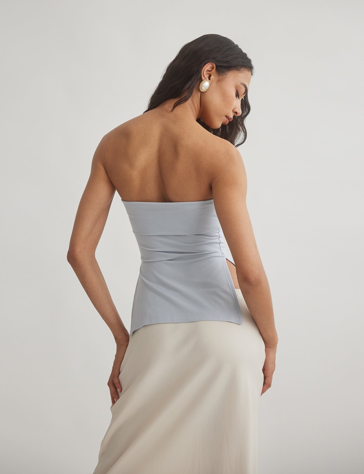 Strapless blouse with double slit-2