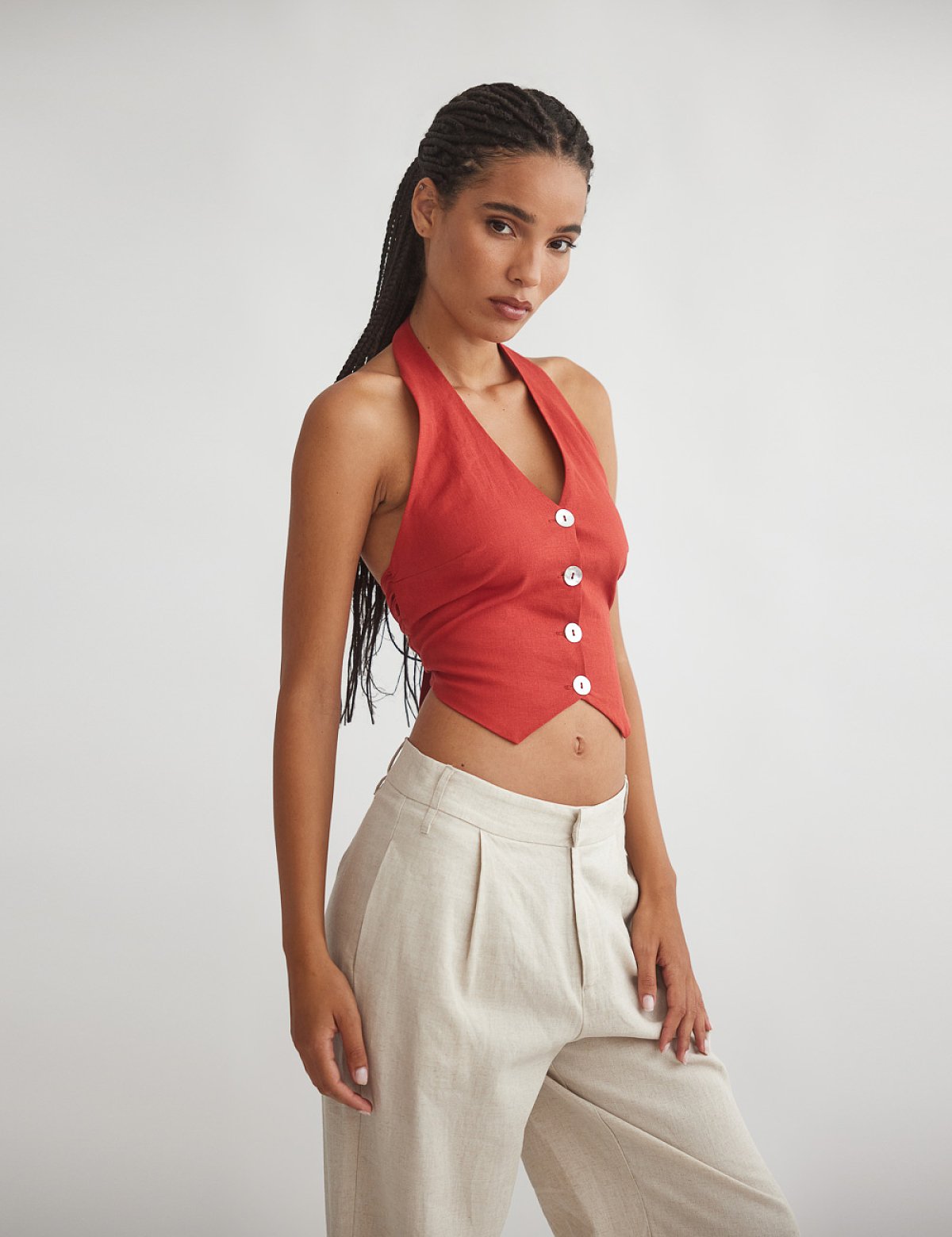 Linen halter vest-8