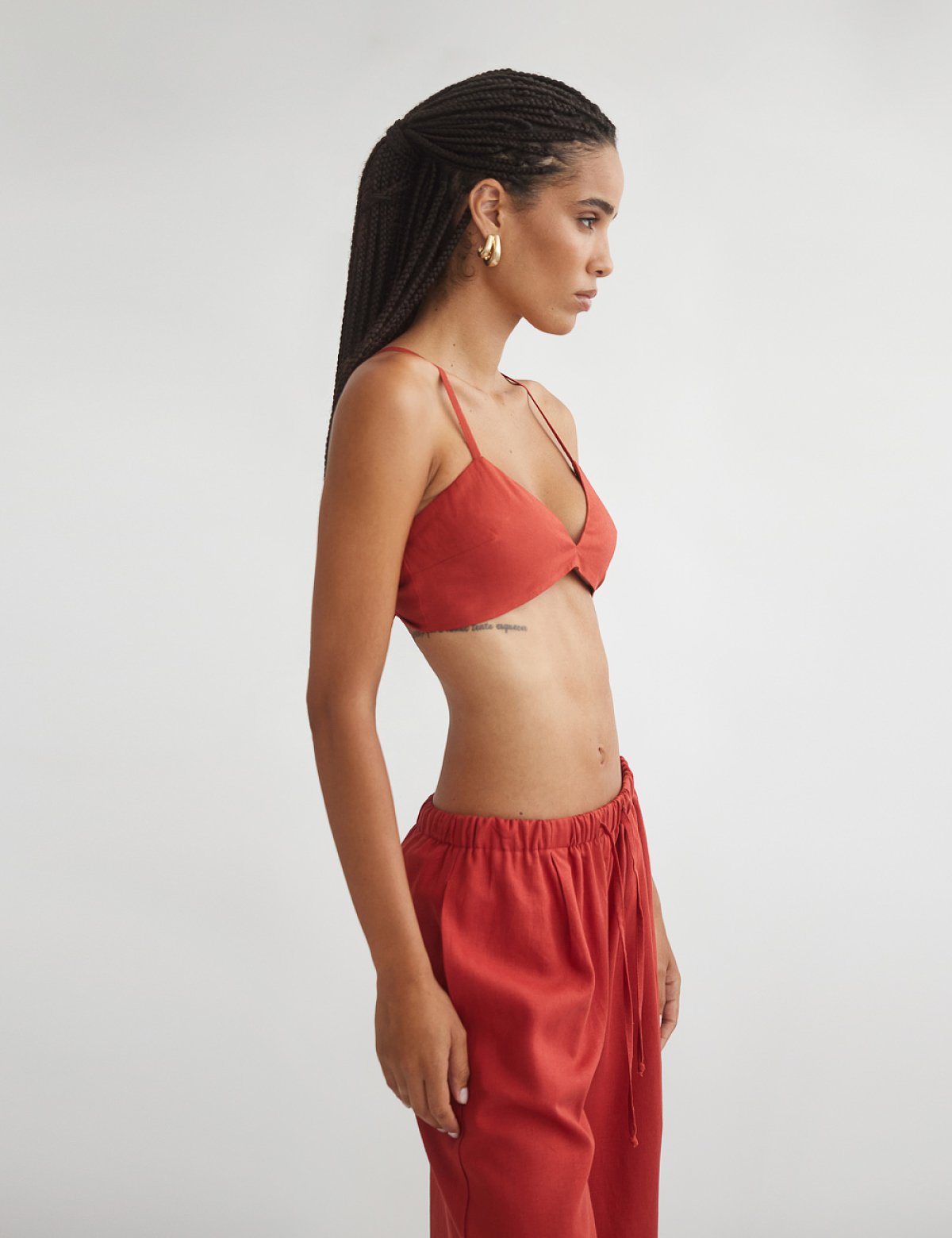 Γυναικείο λινό crop τοπ