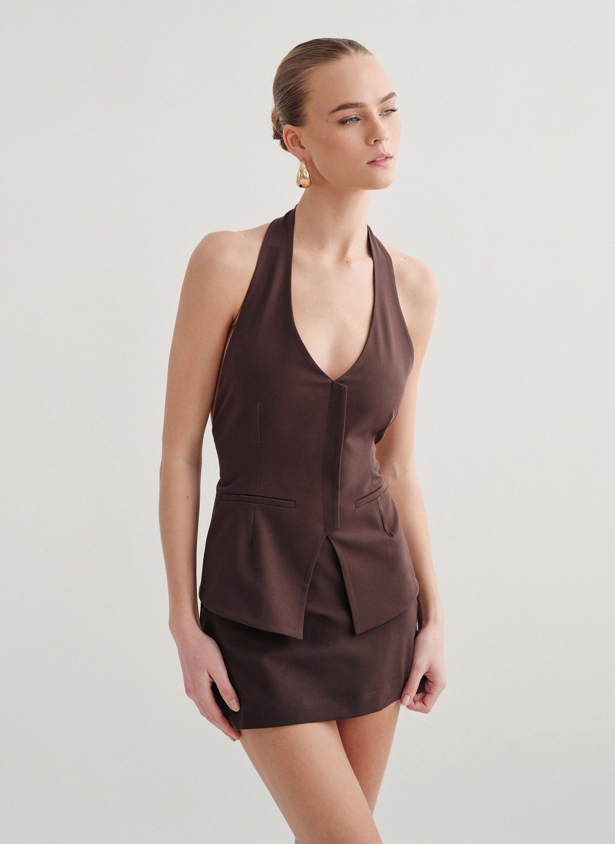 Γυναικείο υφασμάτινο γιλέκο με δέσιμο