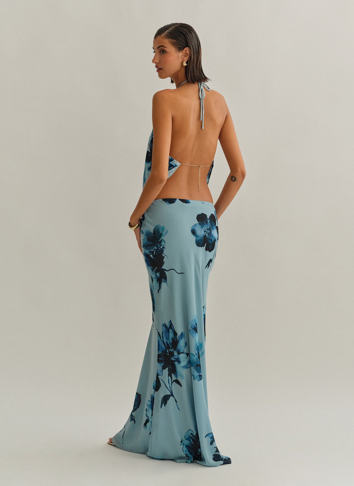 Γυναικεία ημιδιάφανη εμπριμέ μακριά φούστα