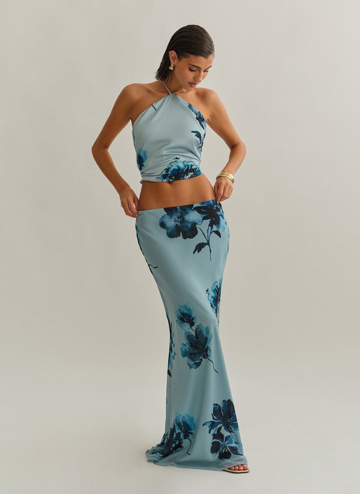 Γυναικεία ημιδιάφανη εμπριμέ μακριά φούστα