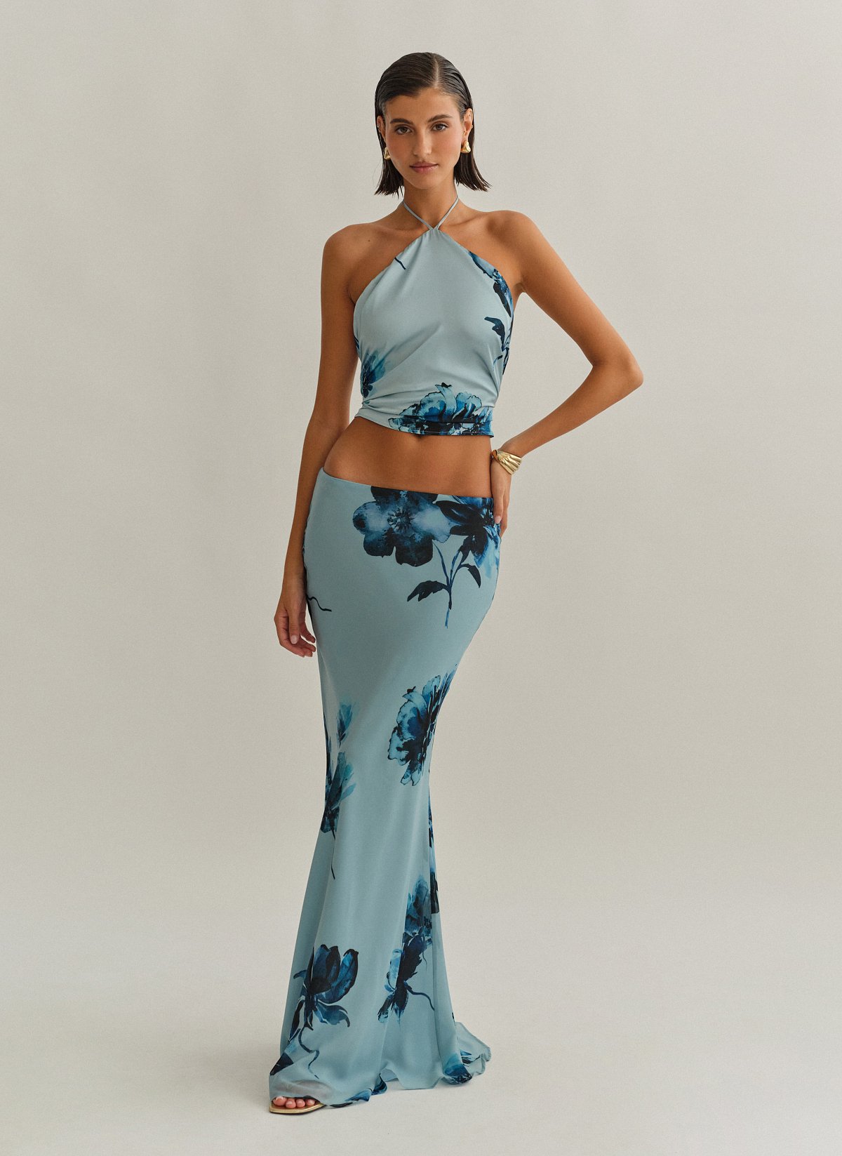 Γυναικεία ημιδιάφανη εμπριμέ μακριά φούστα