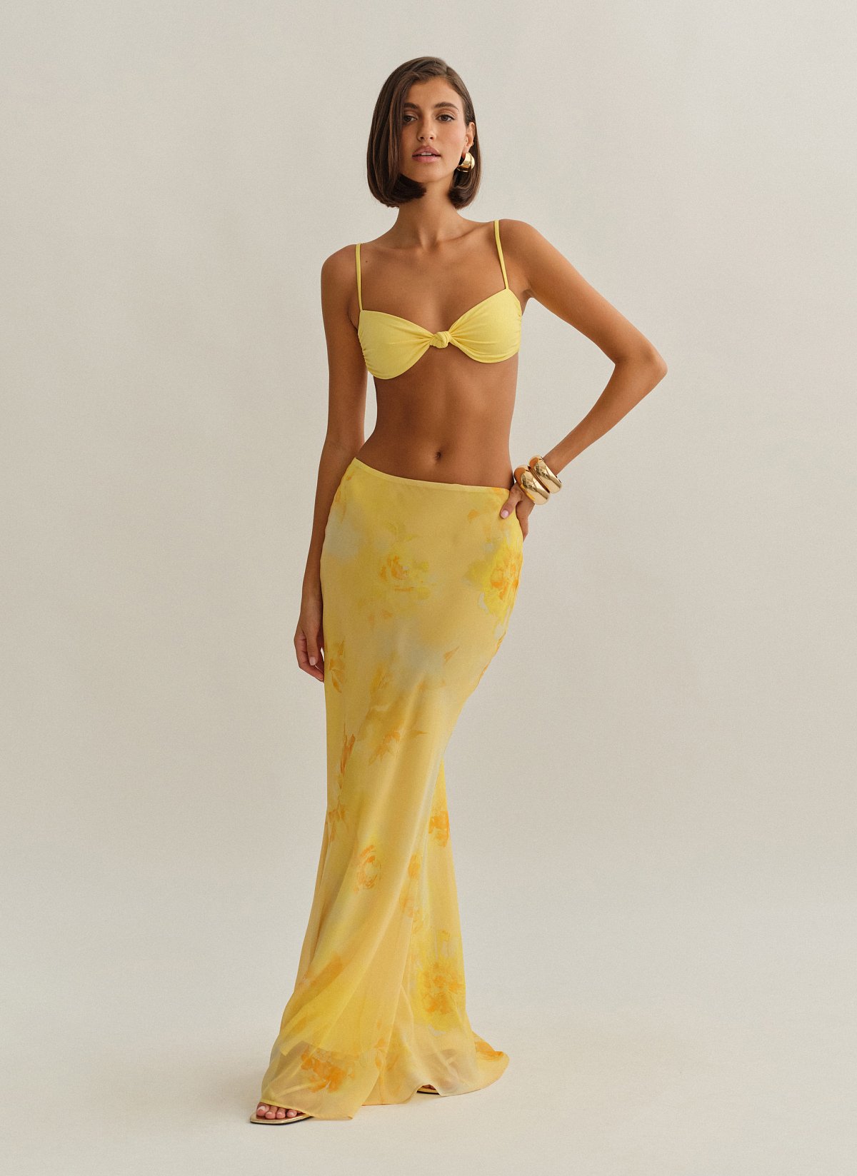 Γυναικεία ημιδιάφανη εμπριμέ μακριά φούστα