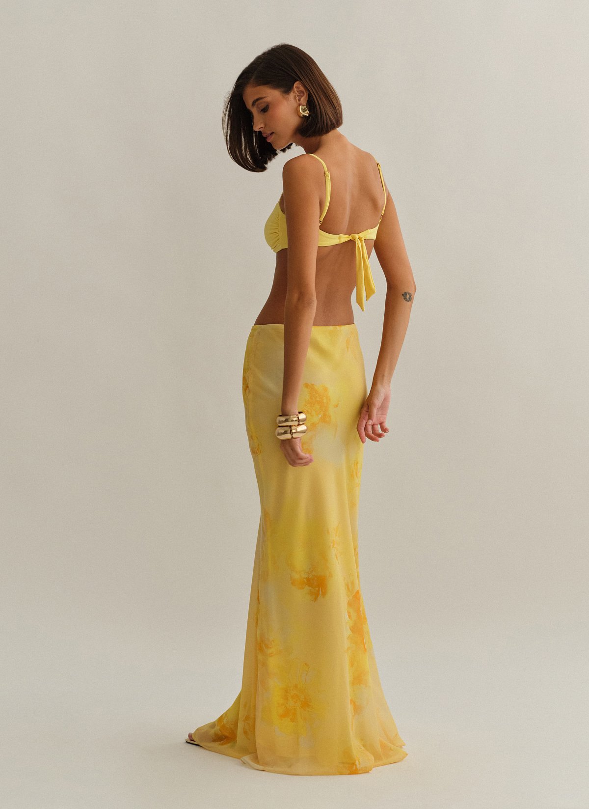 Γυναικεία ημιδιάφανη εμπριμέ μακριά φούστα