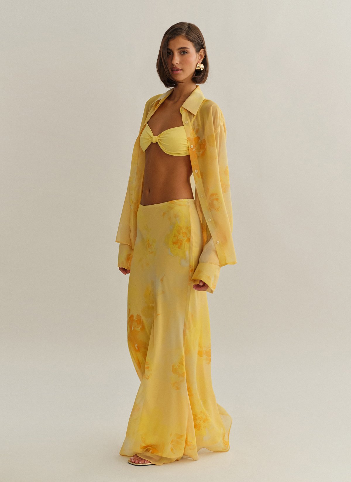 Γυναικεία ημιδιάφανη εμπριμέ μακριά φούστα