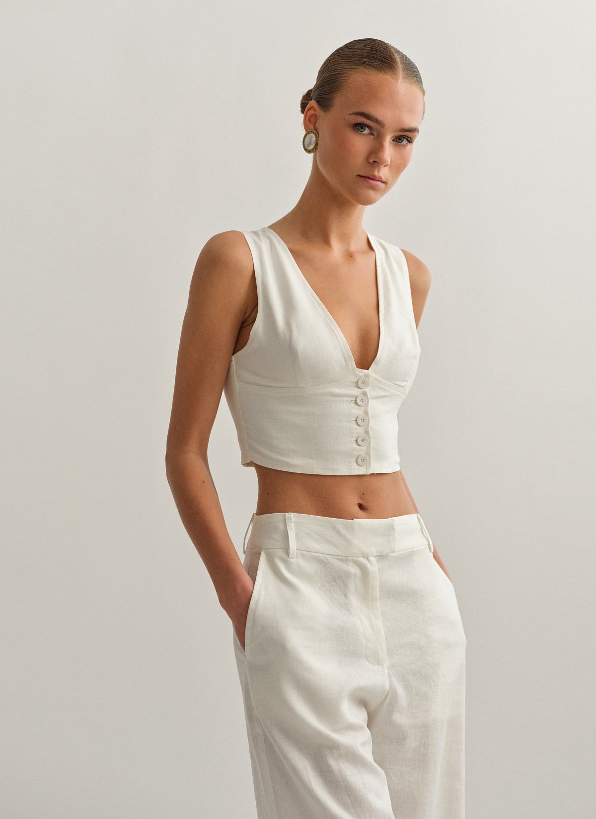 Γυναικείο λινό γιλέκο