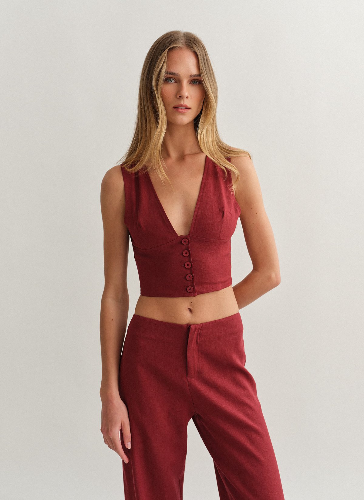 Γυναικείο λινό γιλέκο