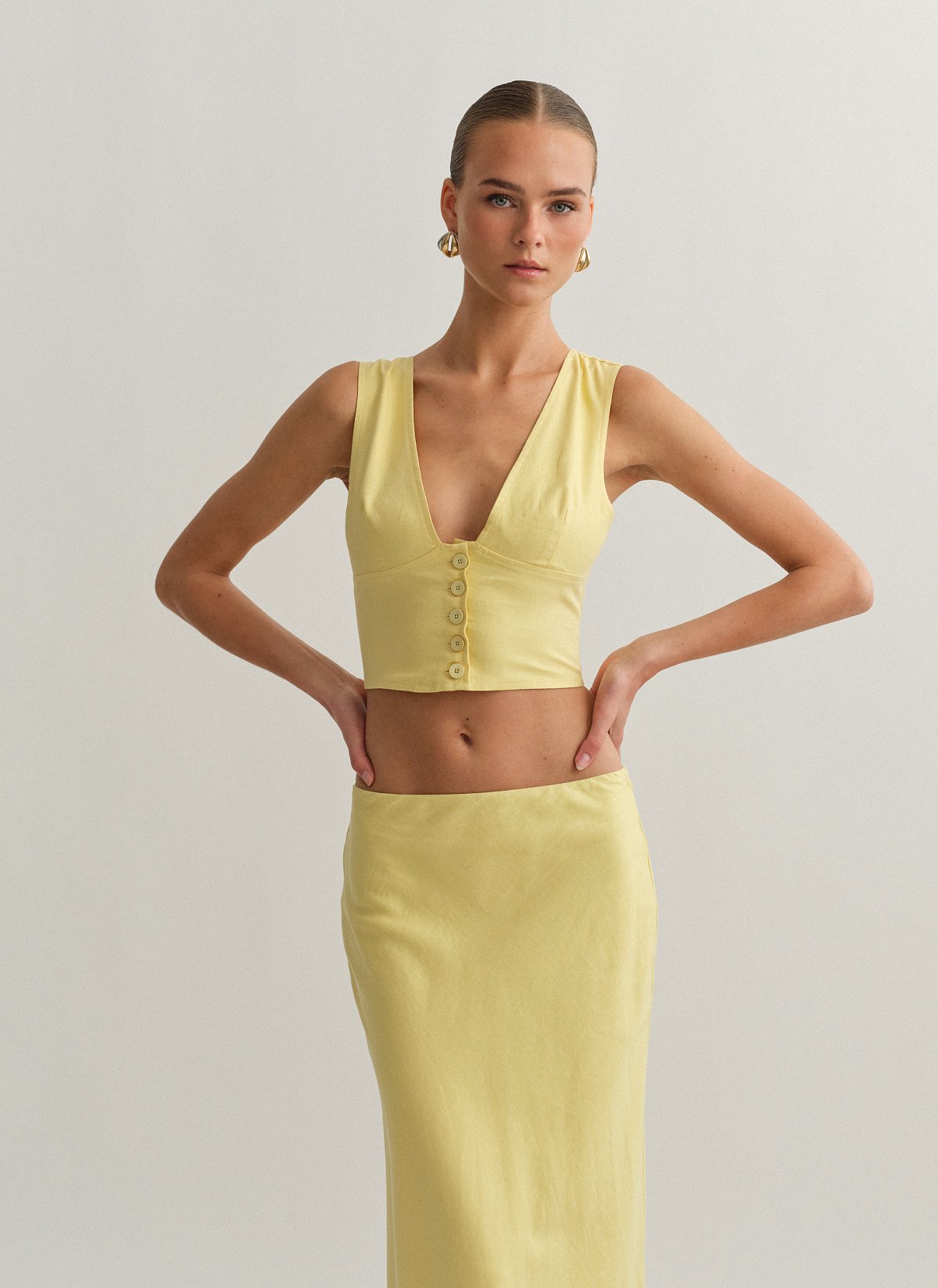 Γυναικείο λινό γιλέκο