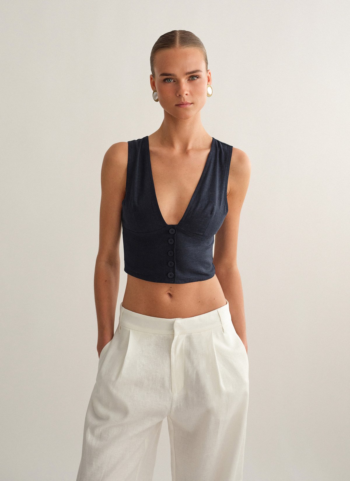 Γυναικείο λινό γιλέκο