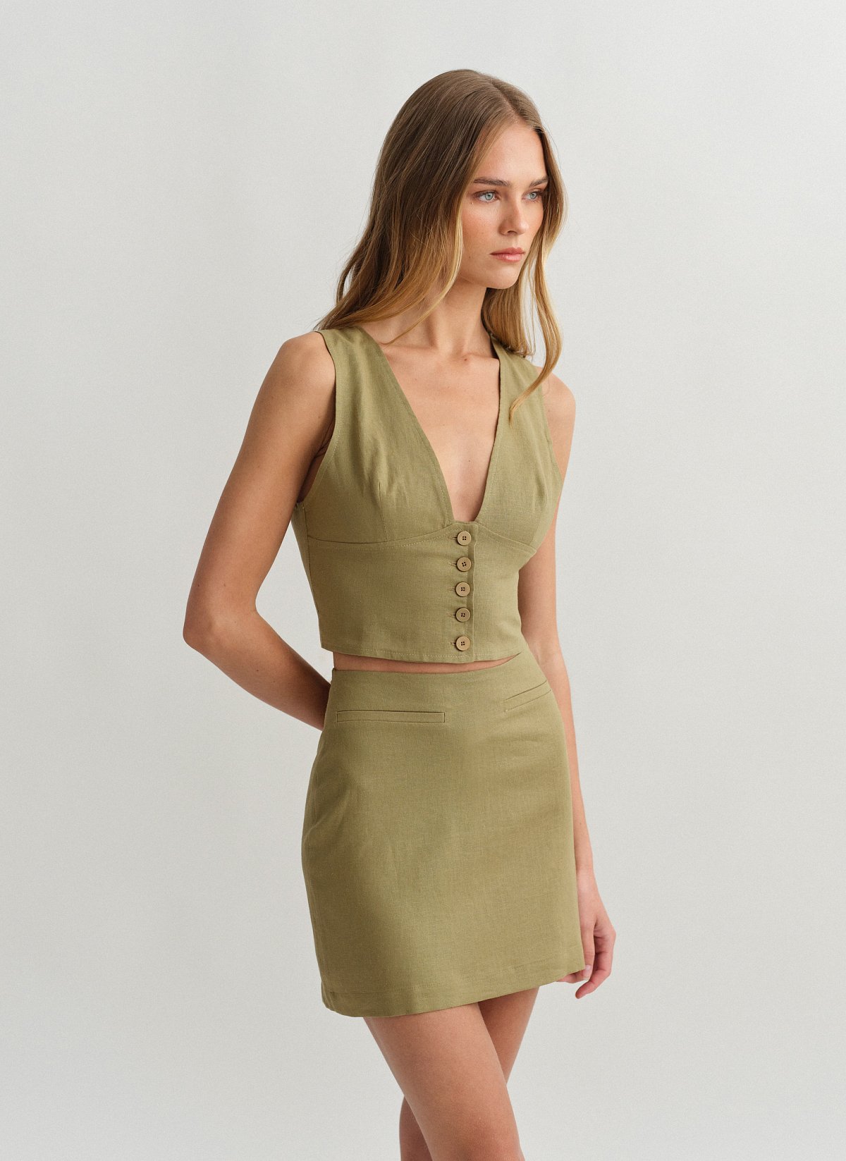 Γυναικείο λινό γιλέκο