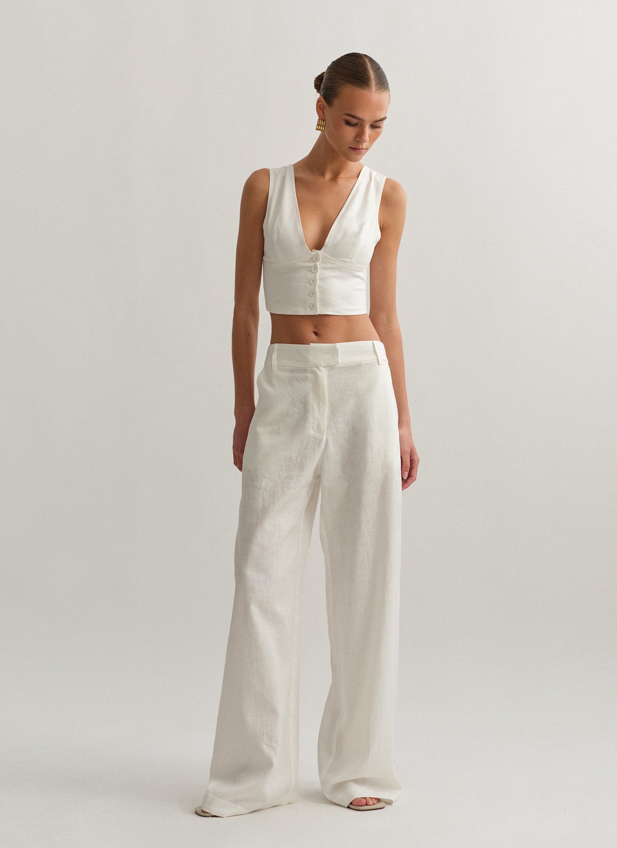Γυναικείο λινό ίσιο παντελόνι