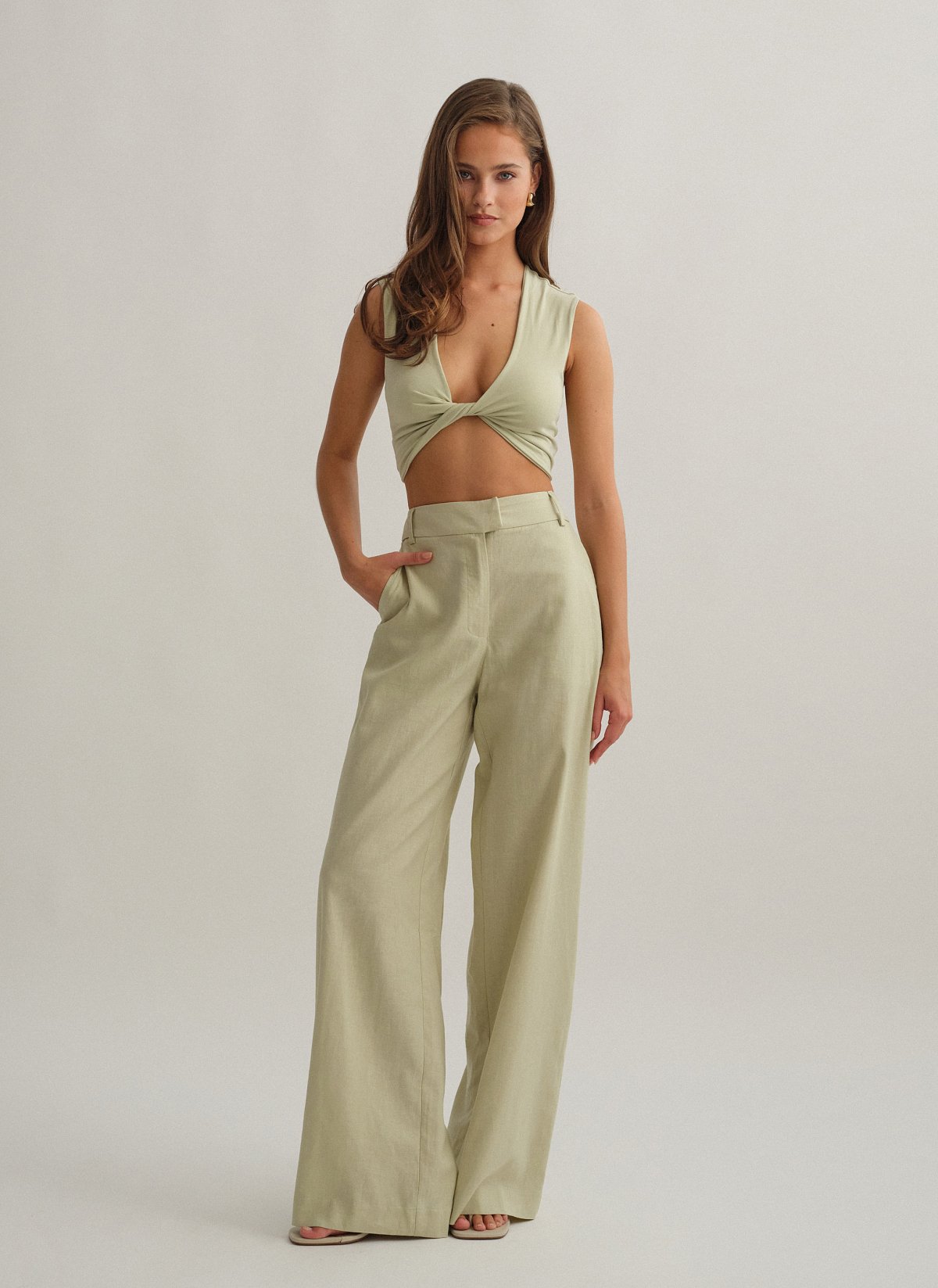 Γυναικείο λινό ίσιο παντελόνι