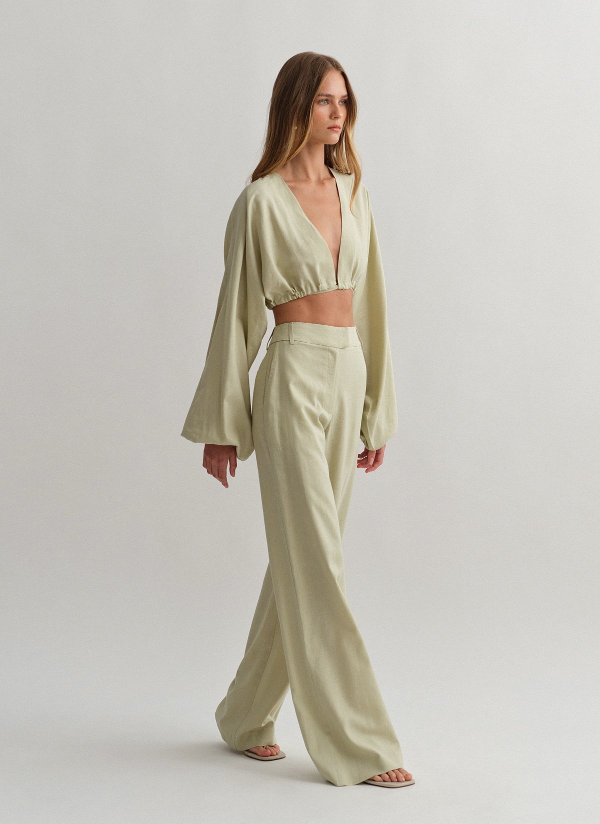 Γυναικείο λινό ίσιο παντελόνι