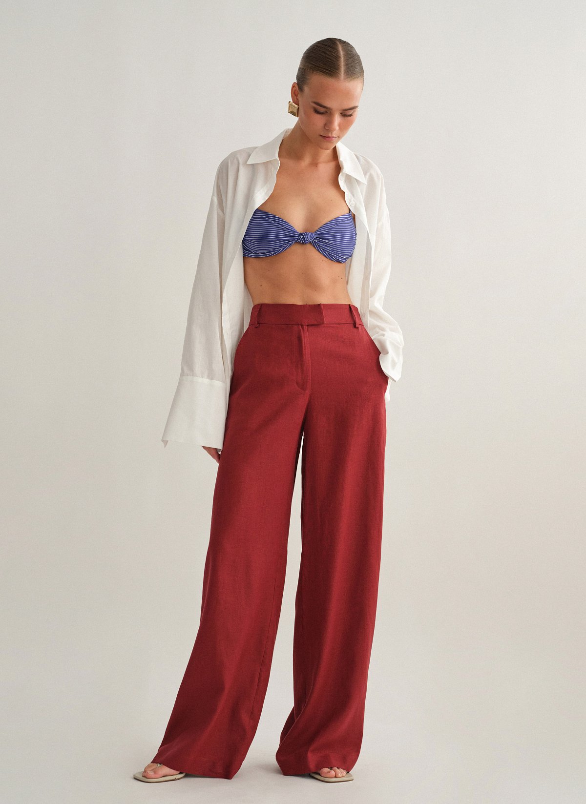 Γυναικείο λινό ίσιο παντελόνι