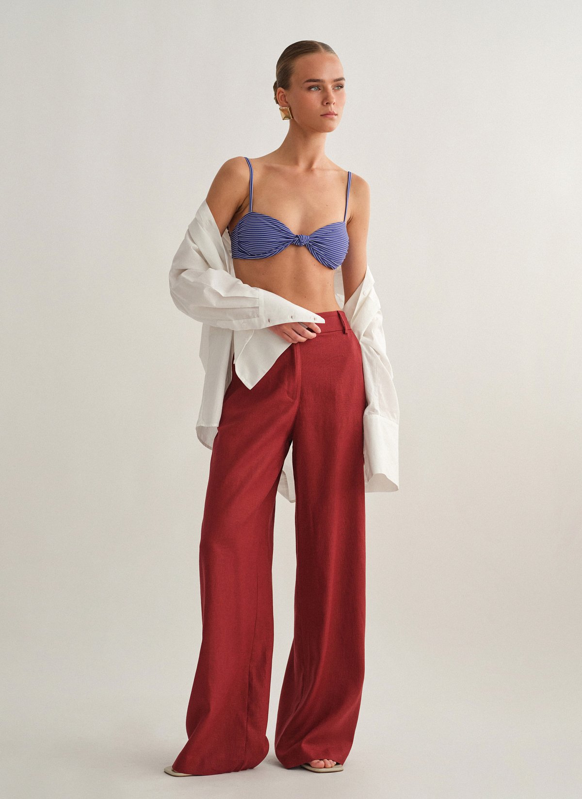 Γυναικείο λινό ίσιο παντελόνι