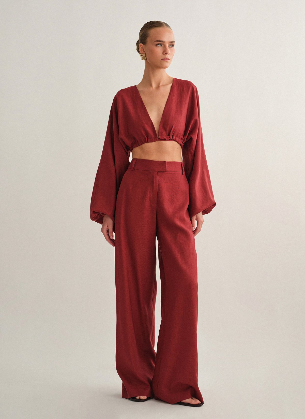 Γυναικείο λινό ίσιο παντελόνι