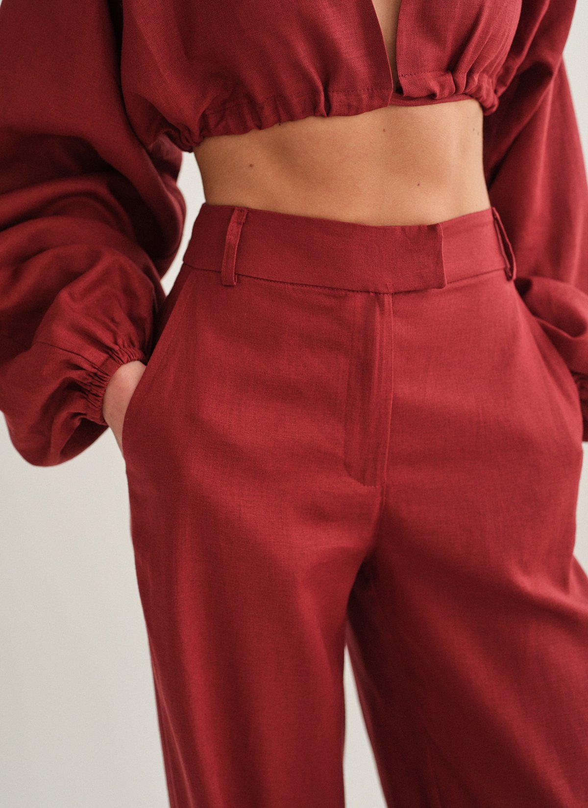 Γυναικείο λινό ίσιο παντελόνι