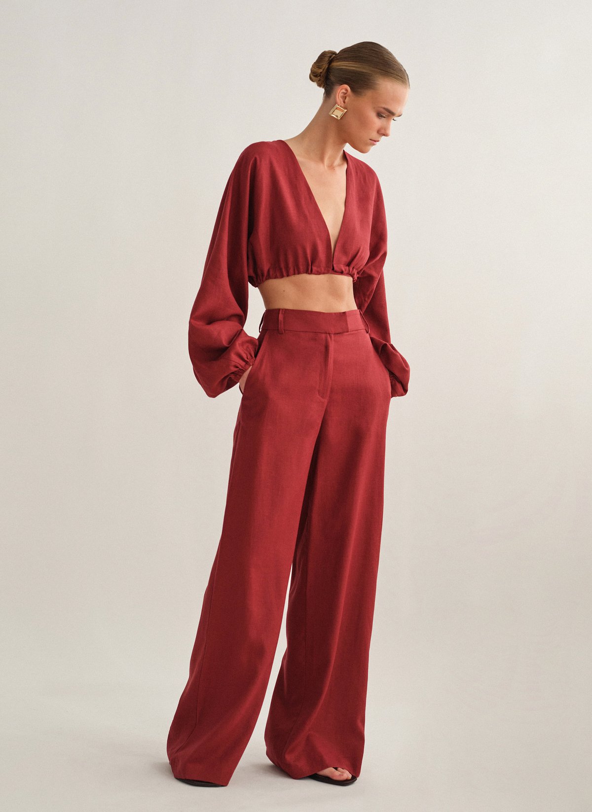 Γυναικείο λινό ίσιο παντελόνι