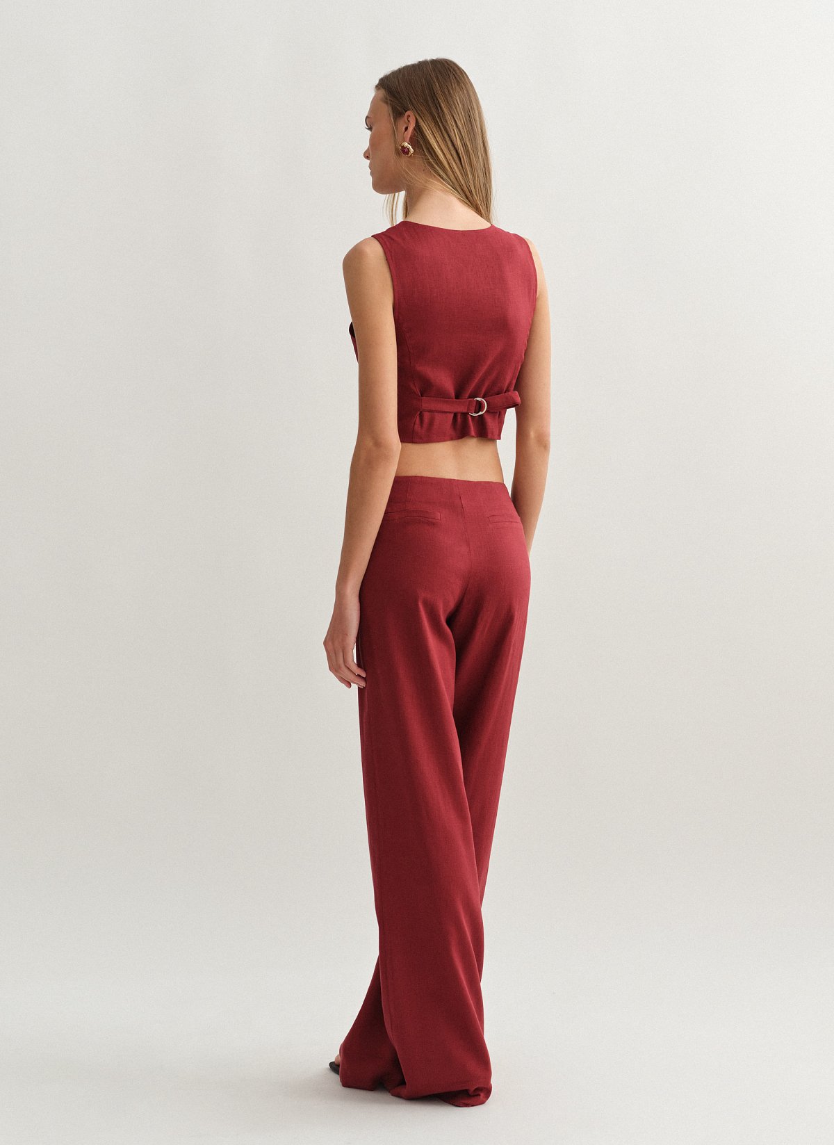 Γυναικείο λινό ίσιο παντελόνι