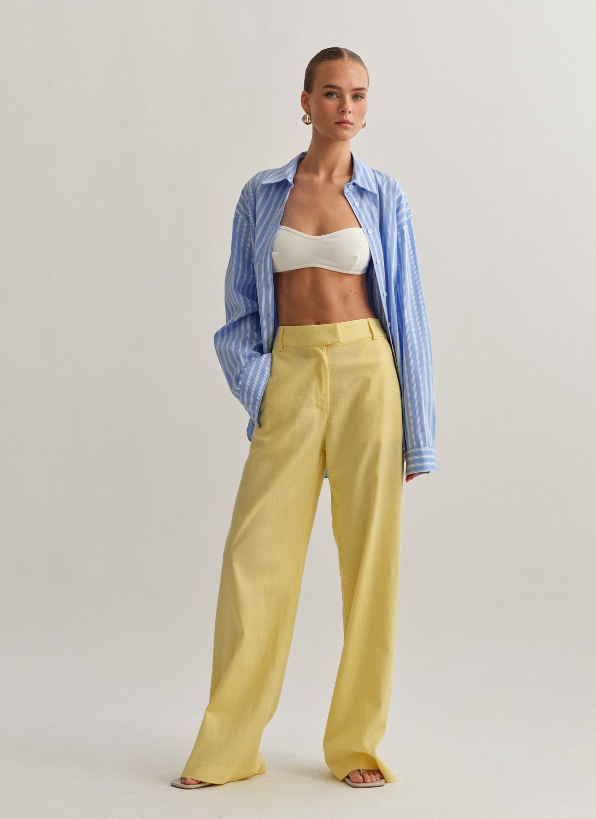 Γυναικείο λινό ίσιο παντελόνι