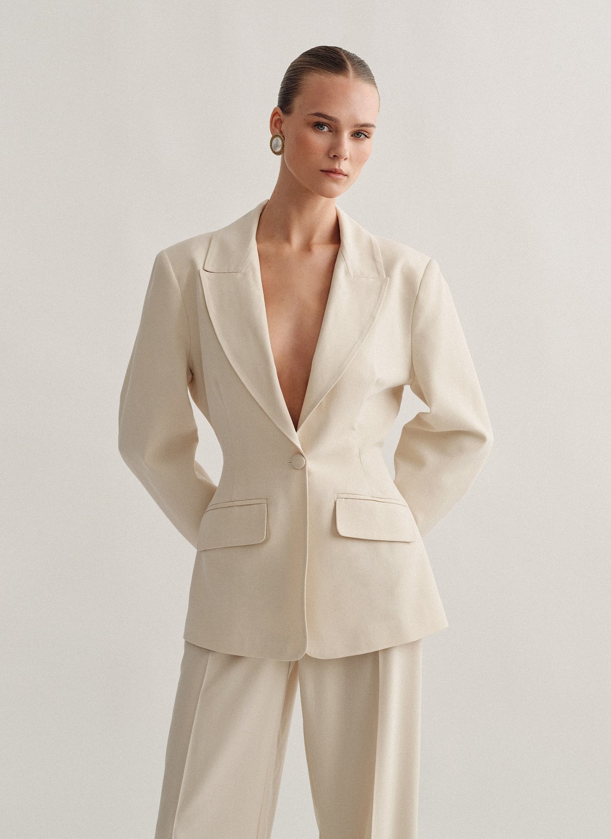 Γυναικείο υφασμάτινο μεσάτο μπλέιζερ