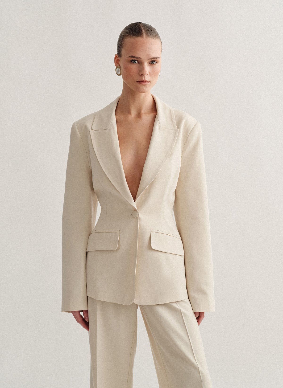 Γυναικείο υφασμάτινο μεσάτο μπλέιζερ