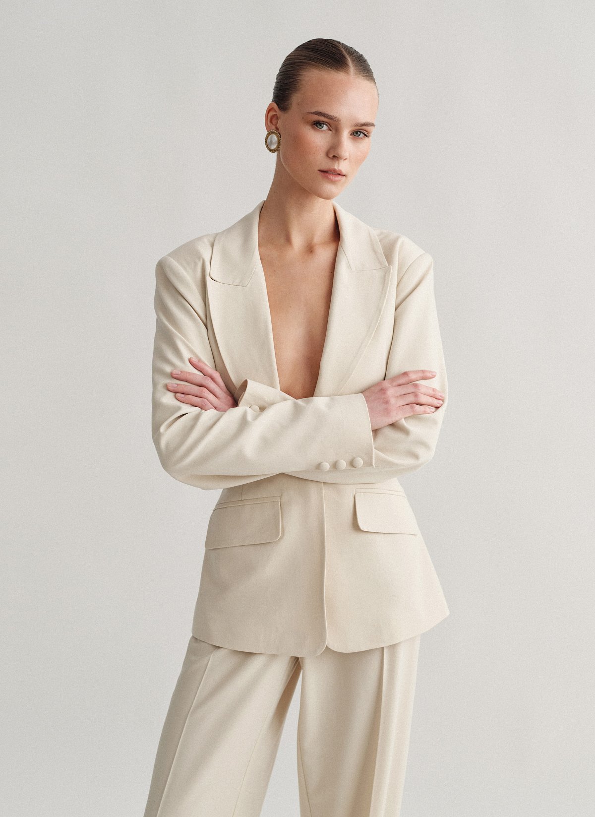 Γυναικείο υφασμάτινο μεσάτο μπλέιζερ