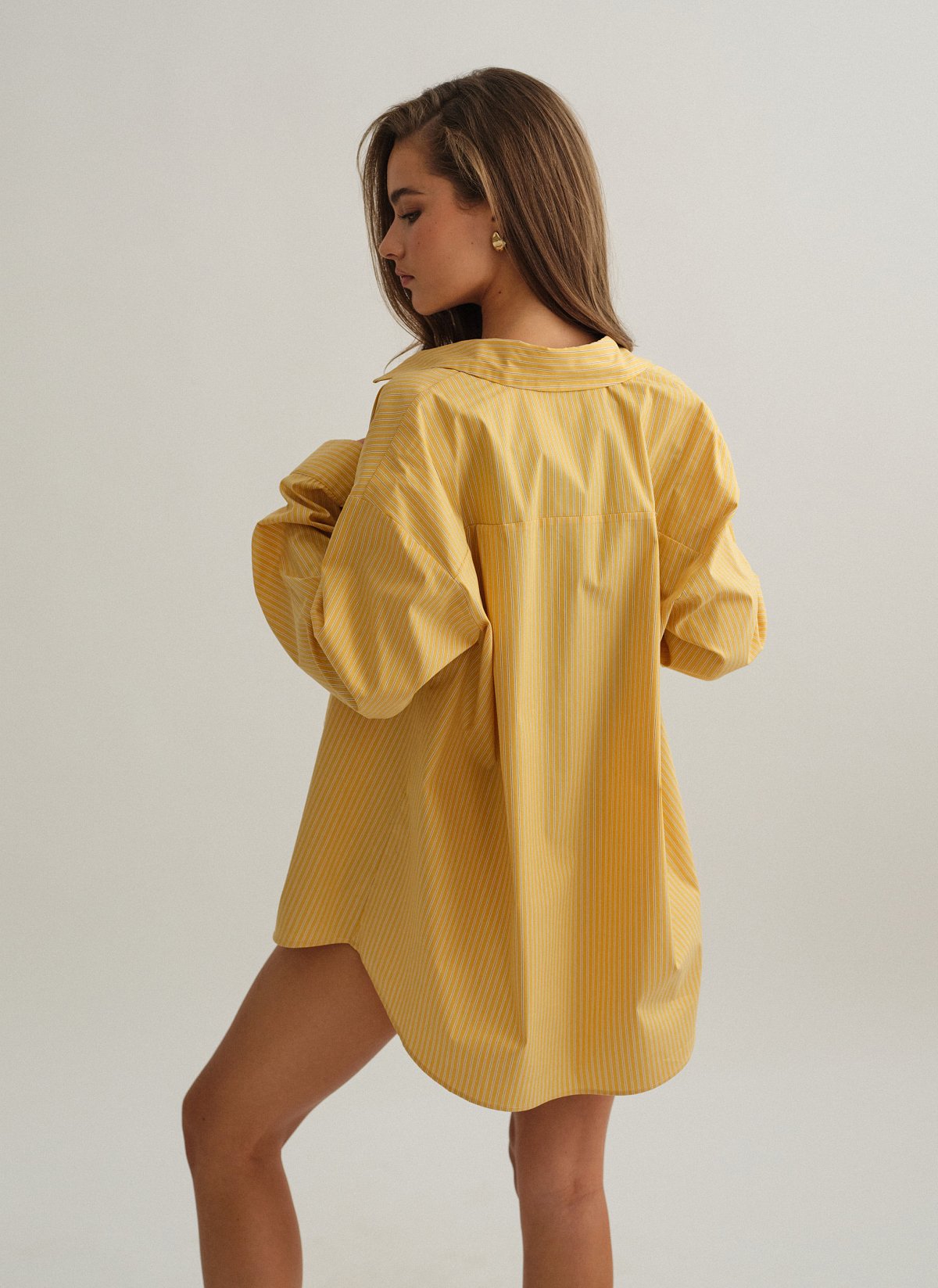 Γυναικείο oversized ριγέ πουκάμισο ποπλίνα