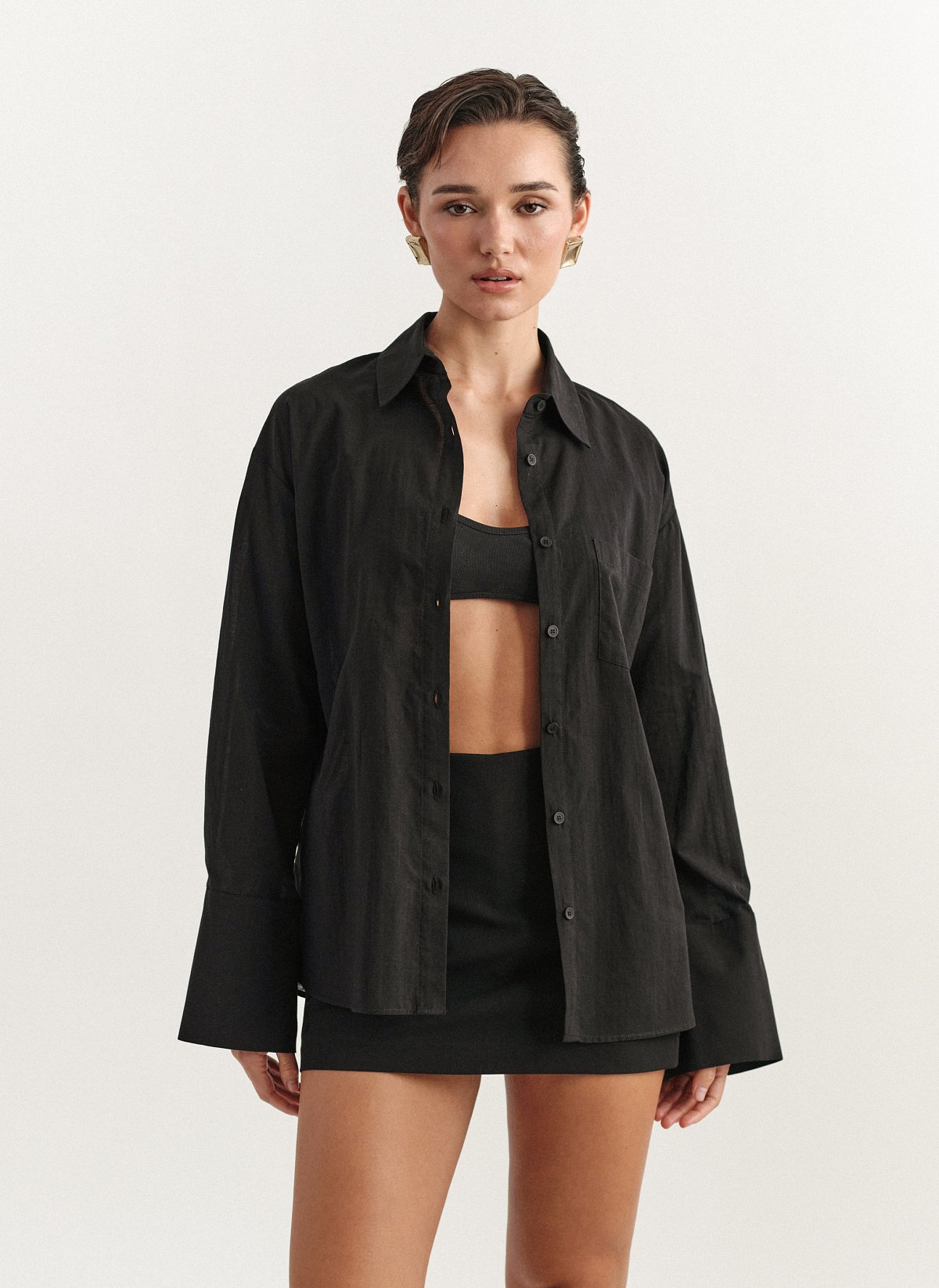 Γυναικείο πουκάμισο ποπλίνα με αποσπώμενη ζώνη