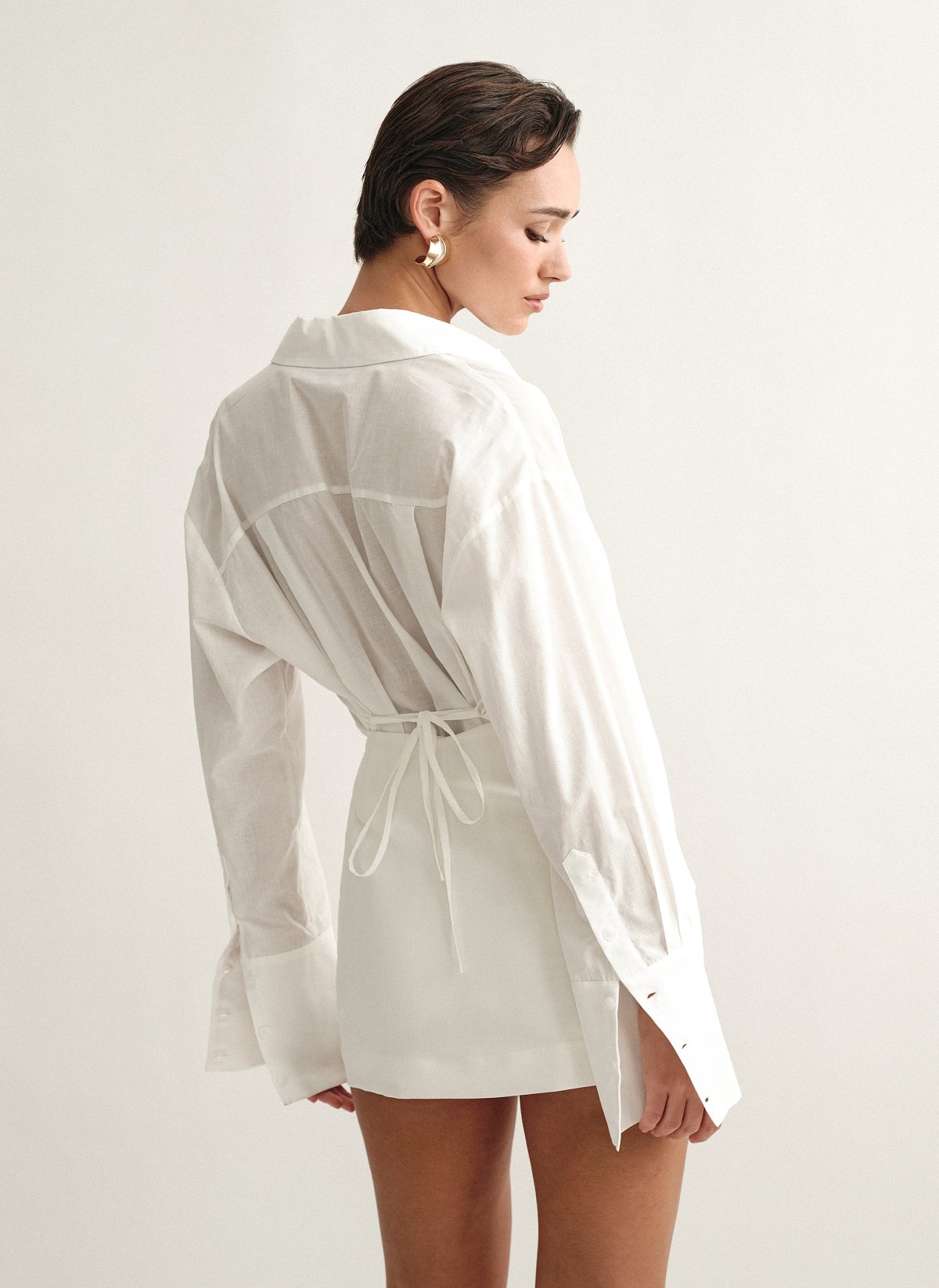 Γυναικείο πουκάμισο ποπλίνα με αποσπώμενη ζώνη