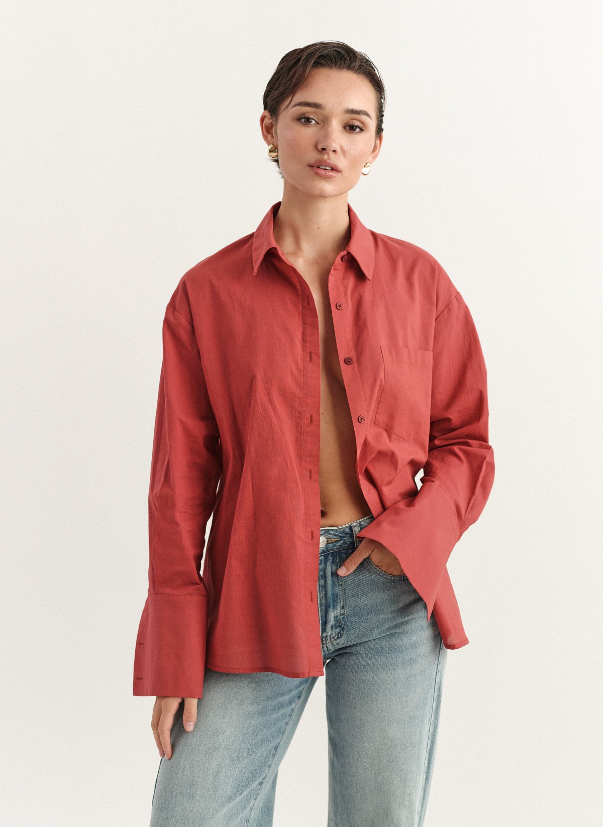 Γυναικείο πουκάμισο ποπλίνα με αποσπώμενη ζώνη