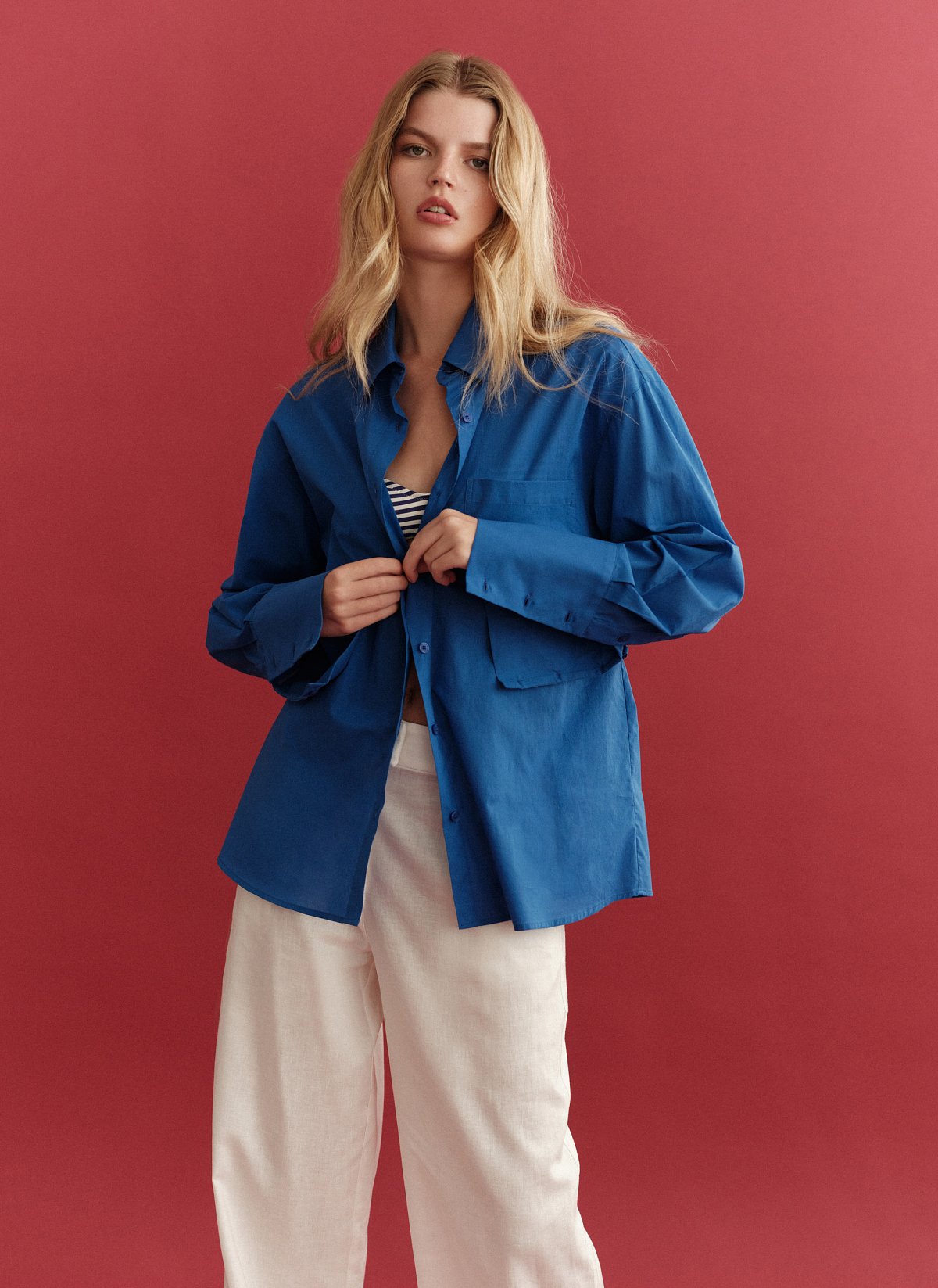 Γυναικείο πουκάμισο ποπλίνα με αποσπώμενη ζώνη