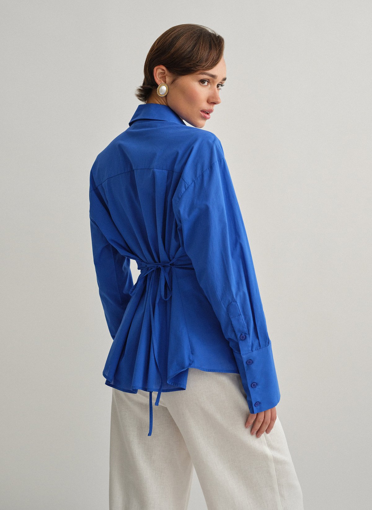 Γυναικείο πουκάμισο ποπλίνα με αποσπώμενη ζώνη