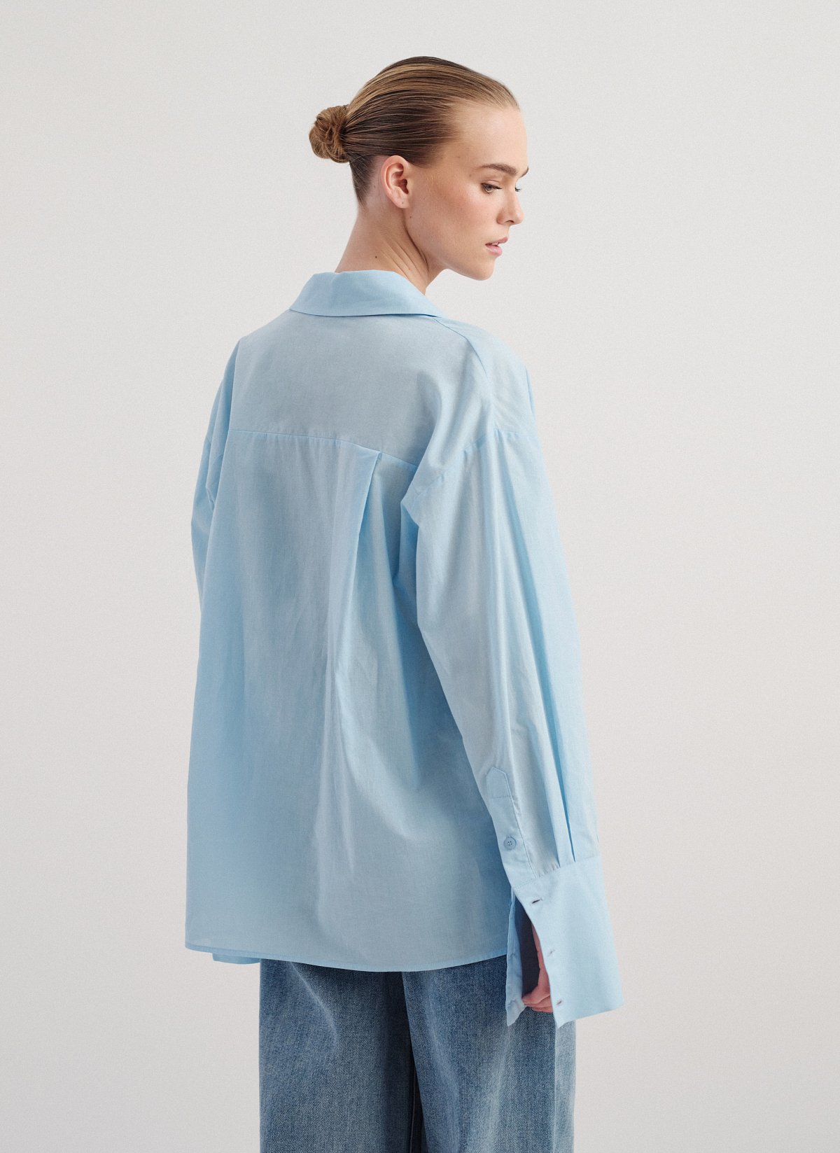 Γυναικείο πουκάμισο ποπλίνα με αποσπώμενη ζώνη