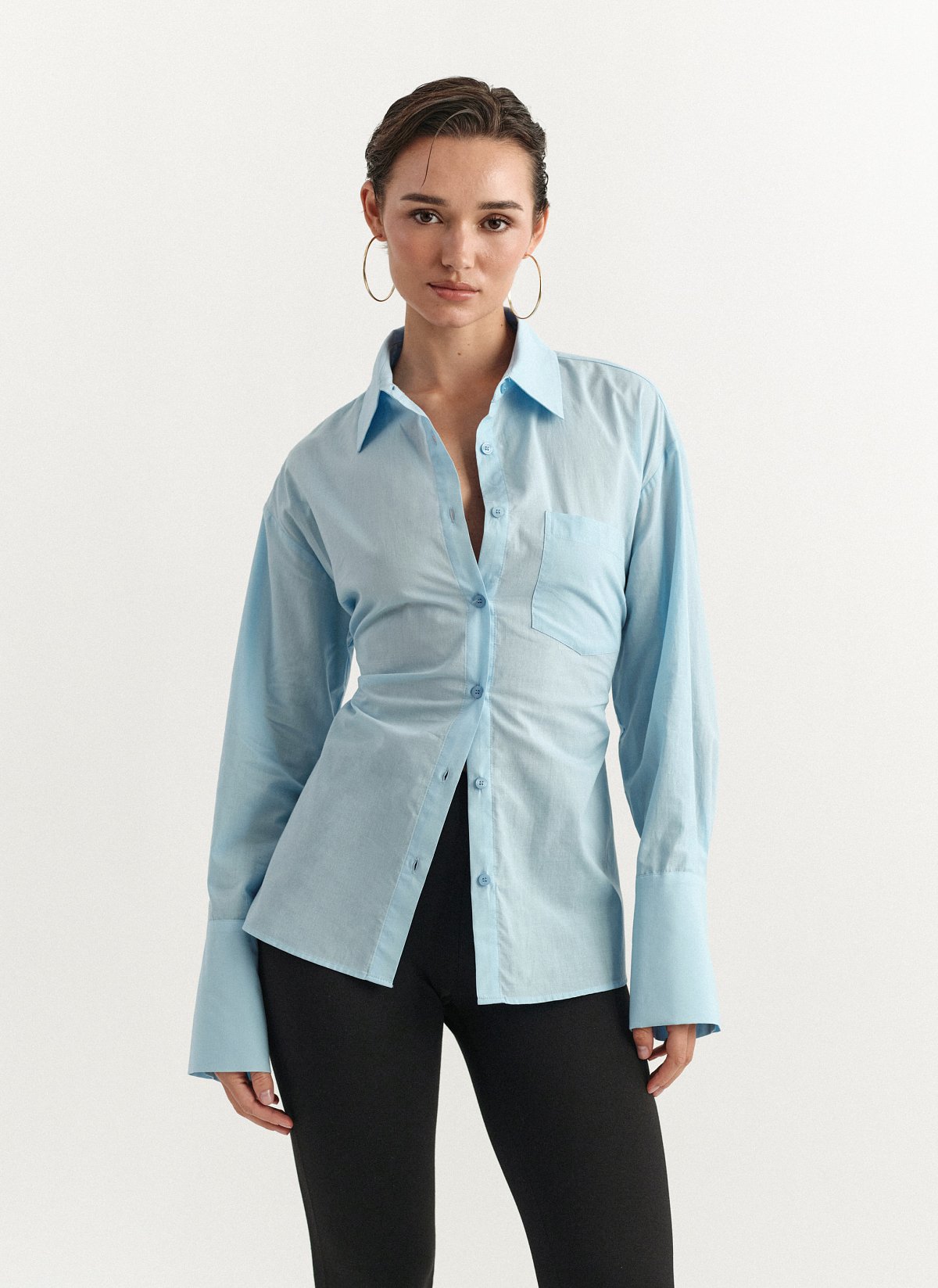 Γυναικείο πουκάμισο ποπλίνα με αποσπώμενη ζώνη