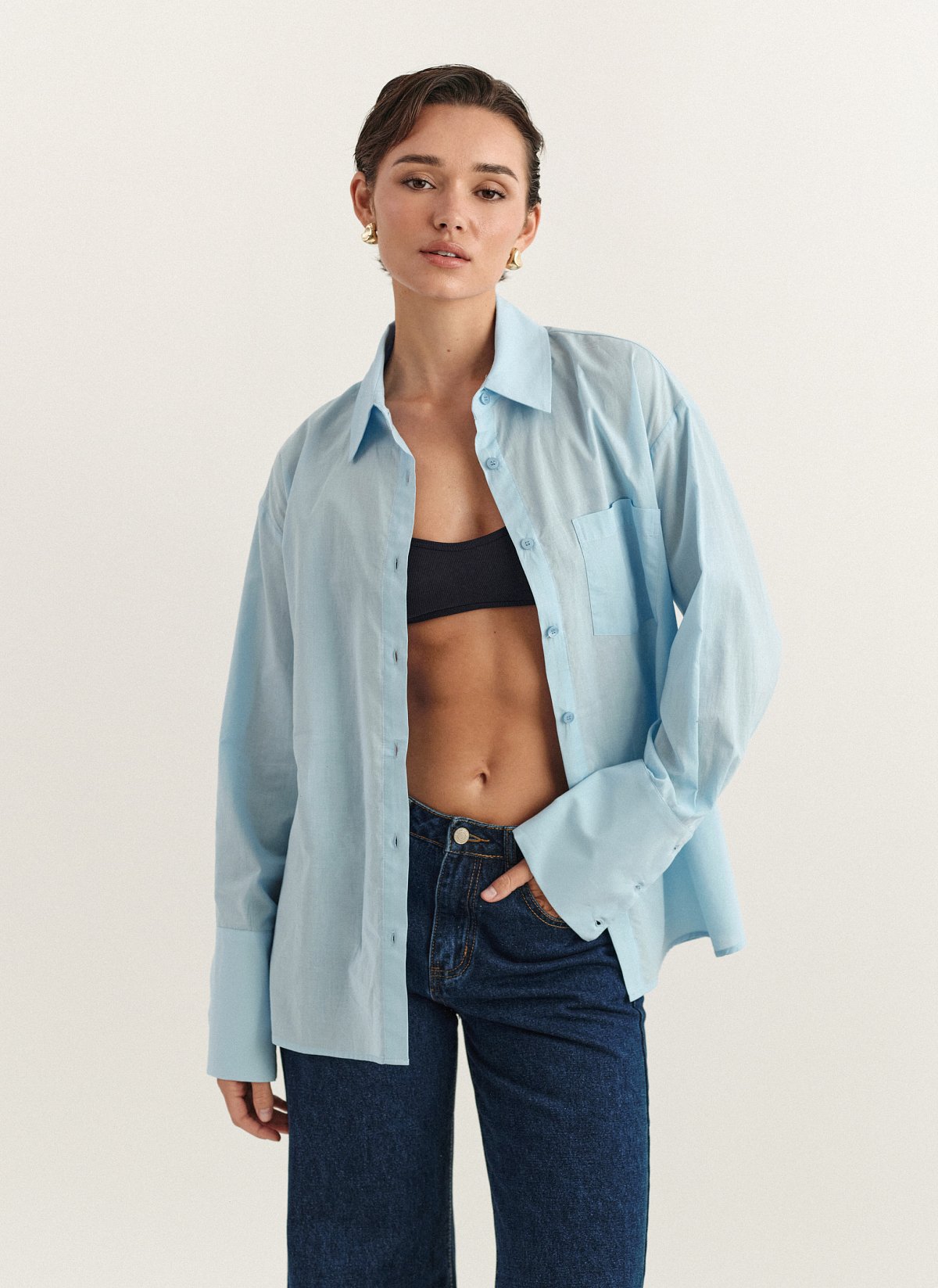 Γυναικείο πουκάμισο ποπλίνα με αποσπώμενη ζώνη