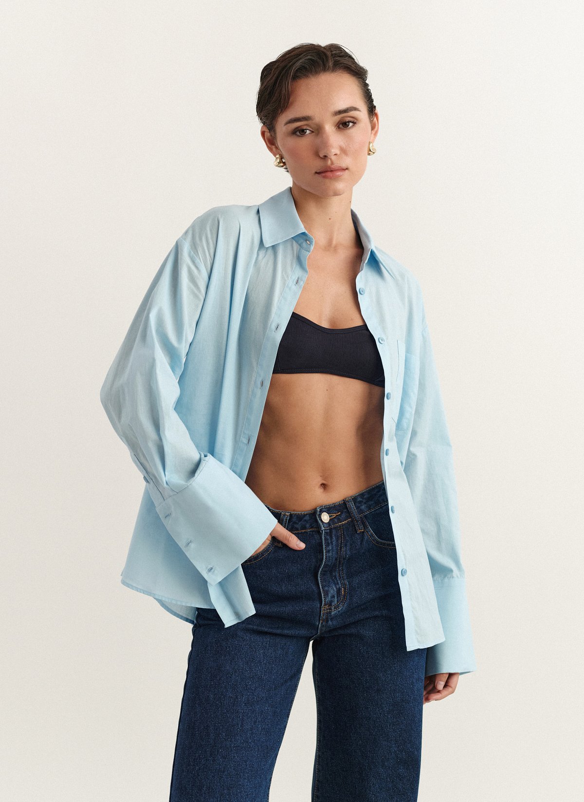 Γυναικείο πουκάμισο ποπλίνα με αποσπώμενη ζώνη