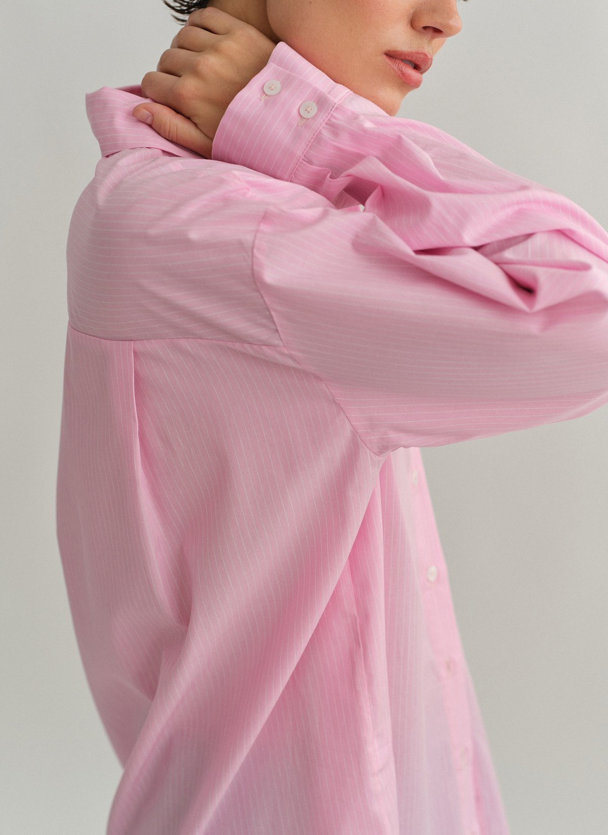 Γυναικείο oversized ριγέ πουκάμισο ποπλίνα