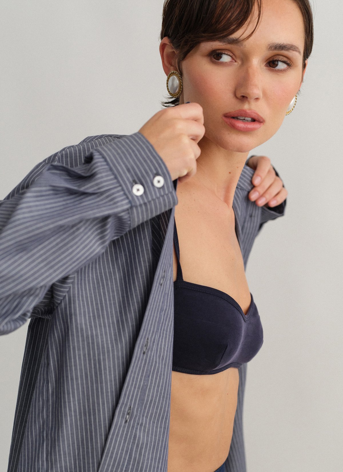 Γυναικείο oversized ριγέ πουκάμισο ποπλίνα