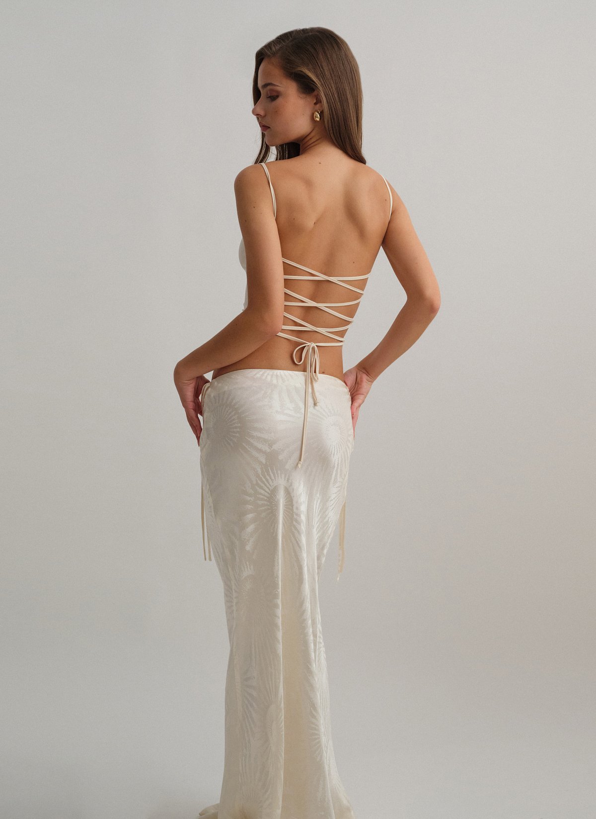 Γυναικεία σατέν ζακάρ maxi φούστα