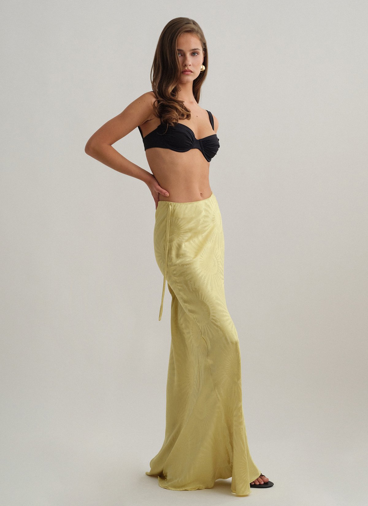 Γυναικεία σατέν ζακάρ maxi φούστα