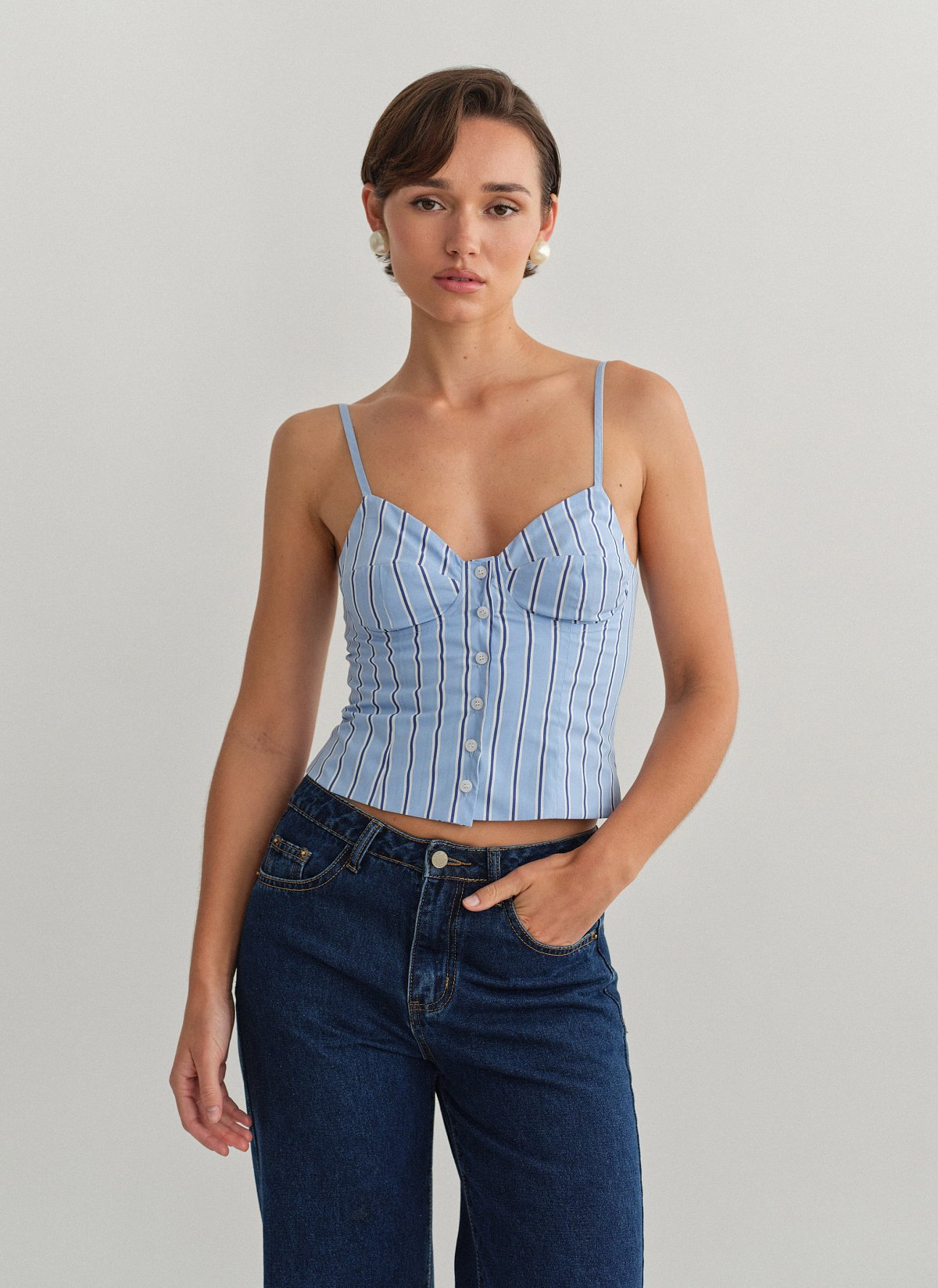 Striped top with buttons-11