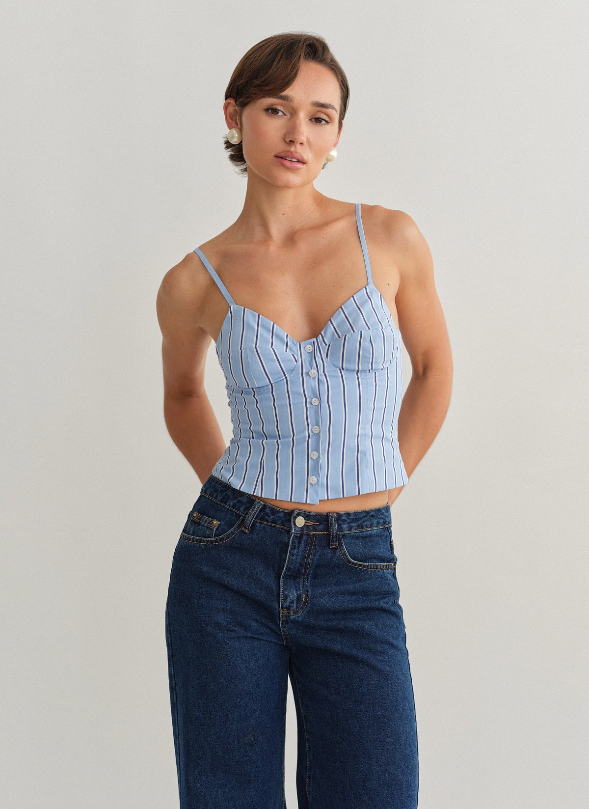 Striped top with buttons-12