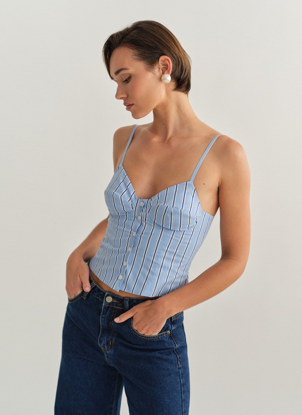 Striped top with buttons-7