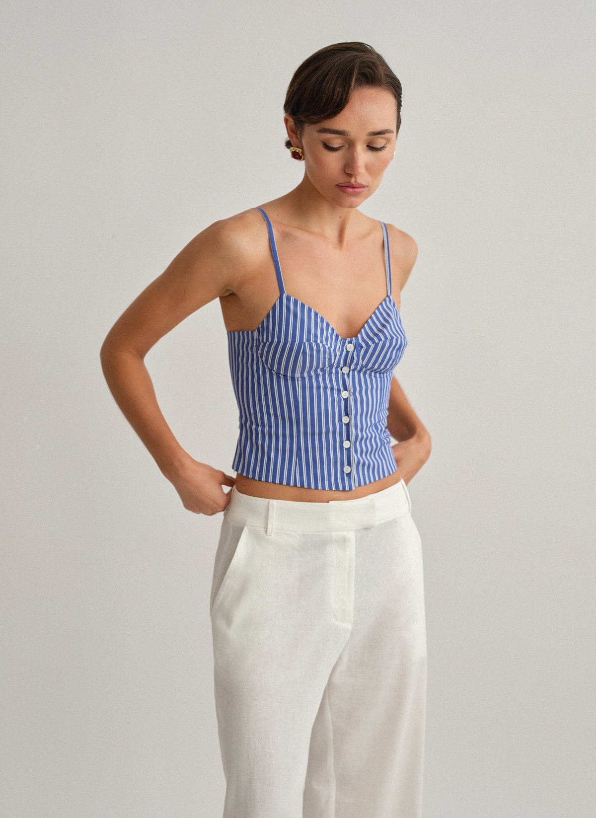 Striped top with buttons-0