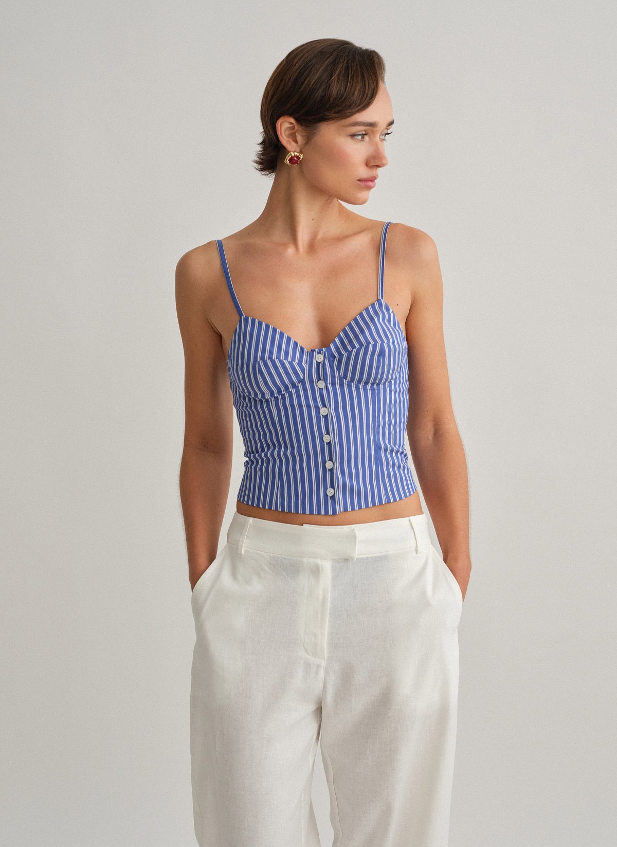 Striped top with buttons-3