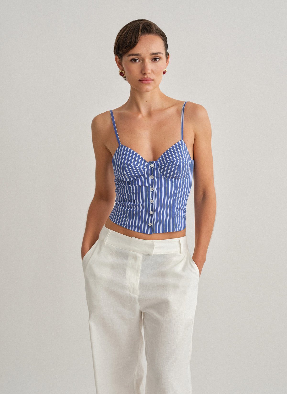 Striped top with buttons-4