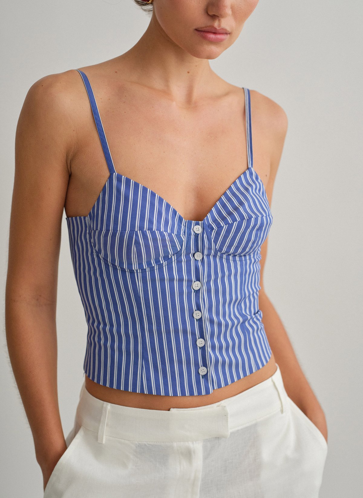 Striped top with buttons-5