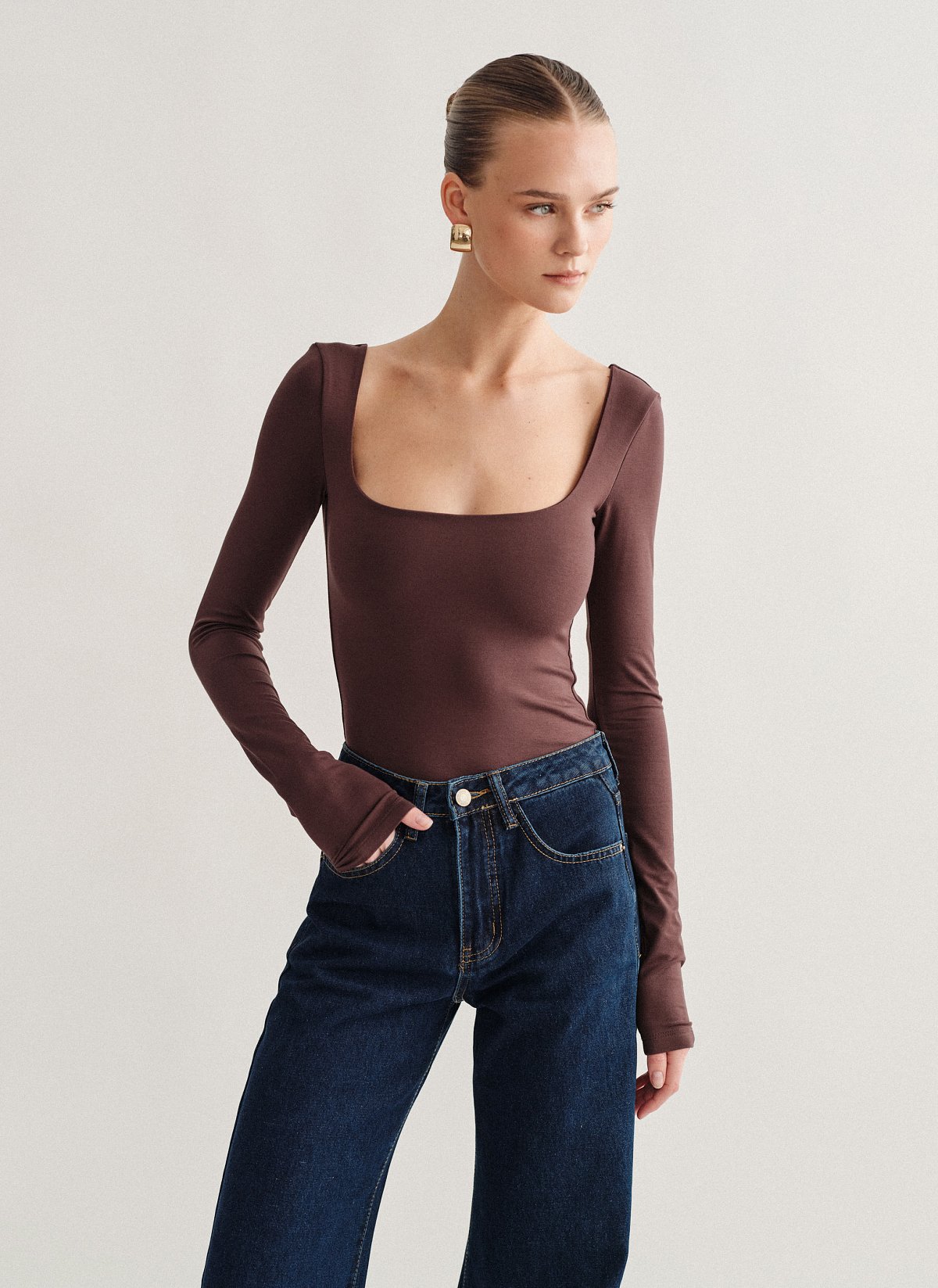 Γυναικείο μακρυμάνικο κορμάκι bamboo